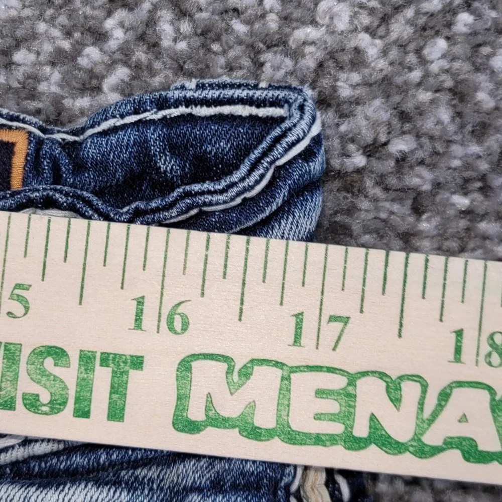 Rock Revival Tristan Bootcut Jeans Mens 33 Distressed Embroidered Blue Denim